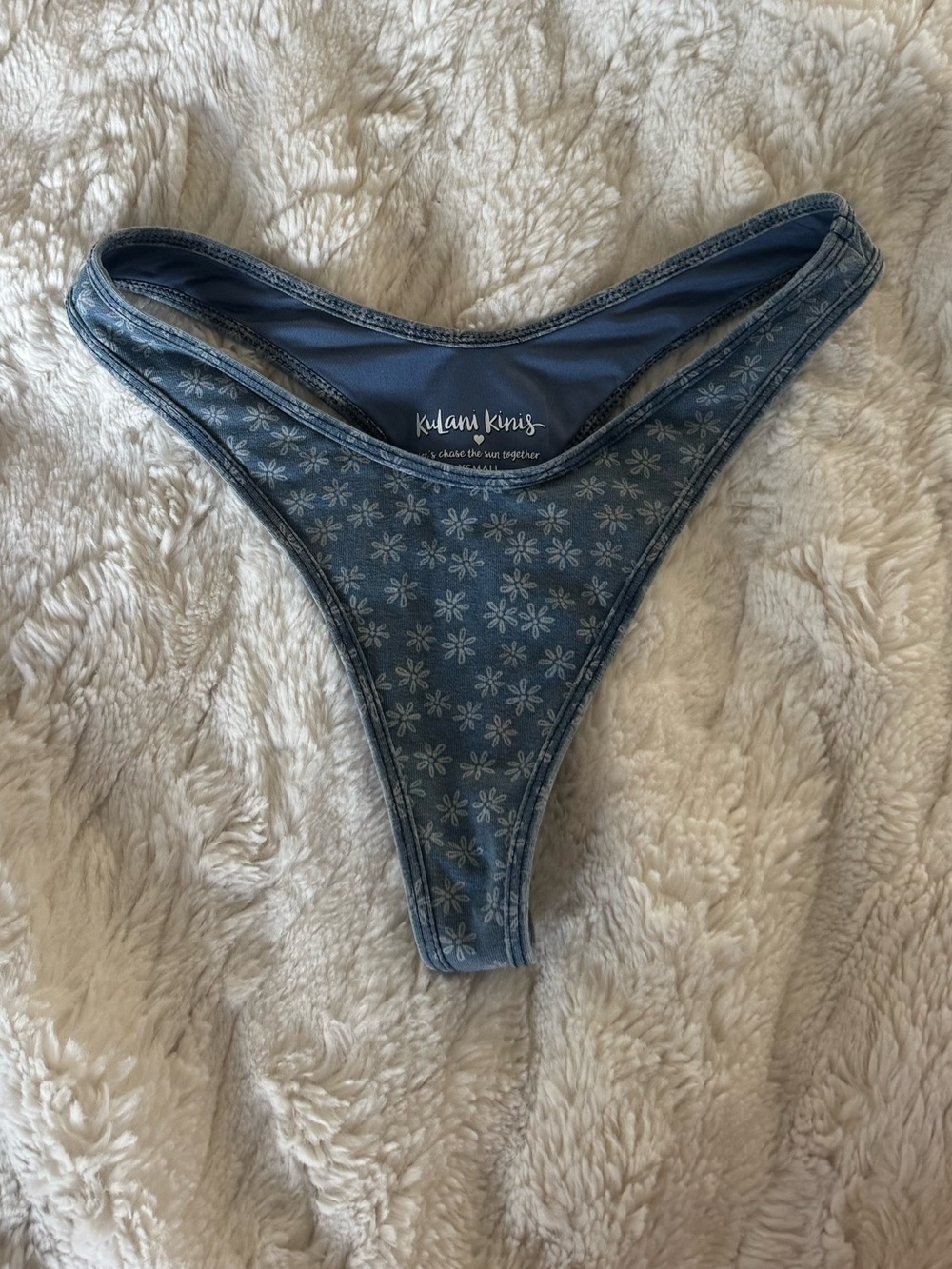 XS Kulani Kinis daisy denim bottoms - high leg thong bikini bottom - NWOT